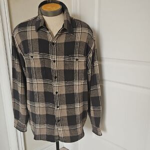 American Eagle Outfitters Black and Tan Plaid Shirt